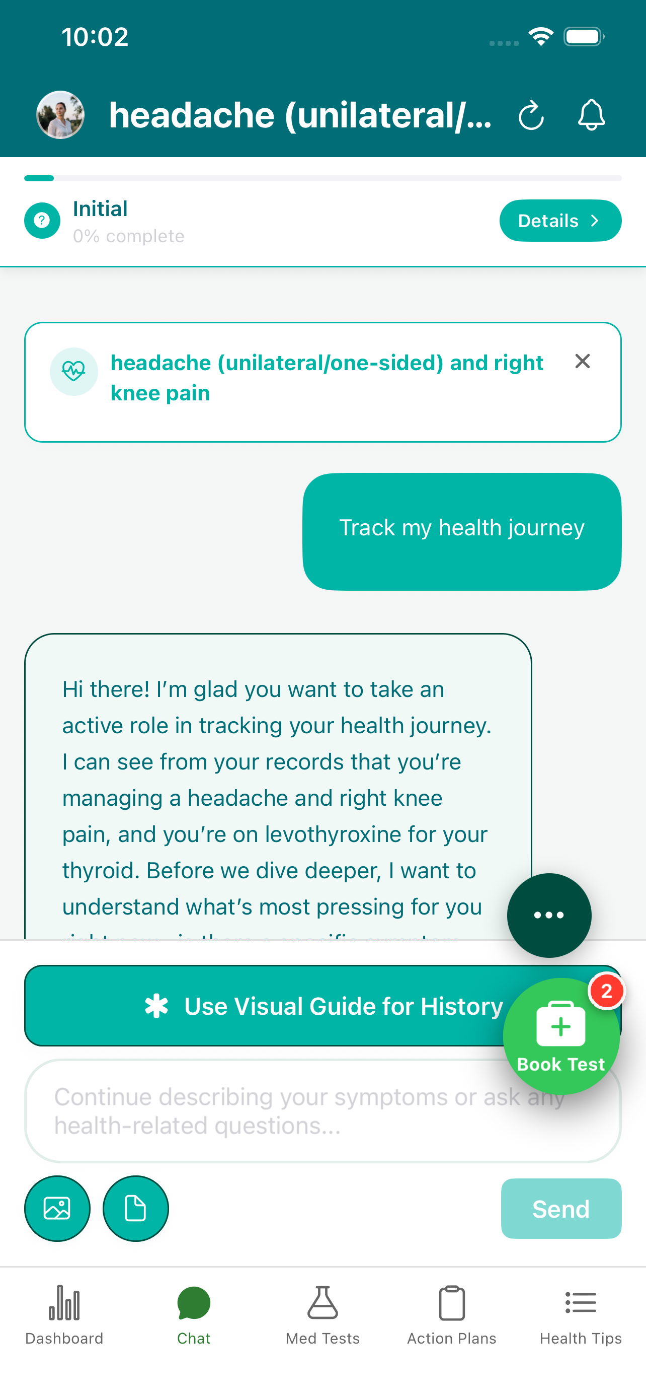 HealthEcho AI health chat conversation