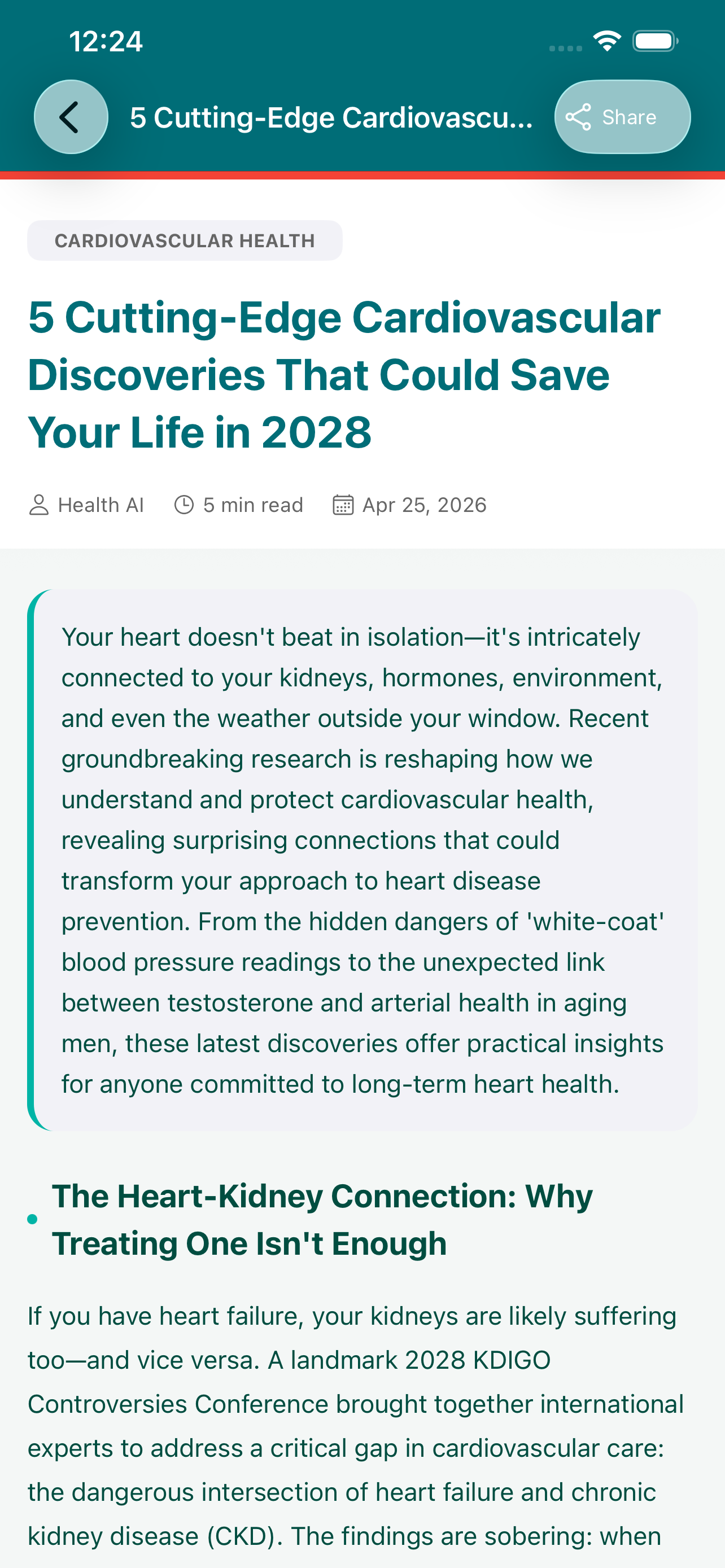 Personalised health tips and articles